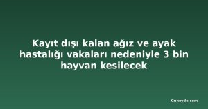 Kayıt dışı kalan ağız ve ayak hastalığı vakaları nedeniyle 3 bin hayvan kesilecek